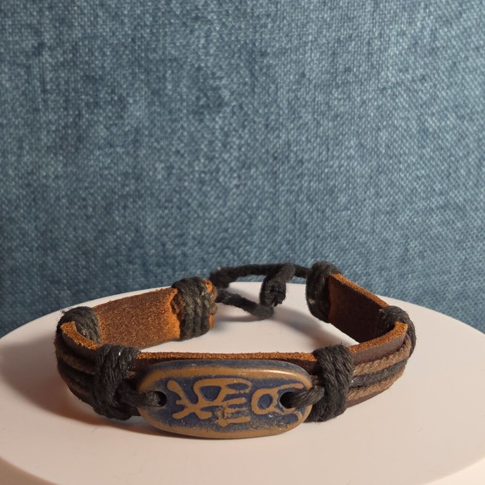 Leather Hemp Tribal Wrap Bracelet